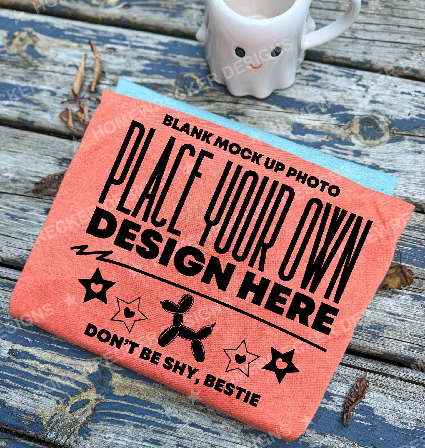 Blank Bella + Canvas 3001 t-shirt in Heather Orange, flat lay mockup photo from Homewrecker Design Shop