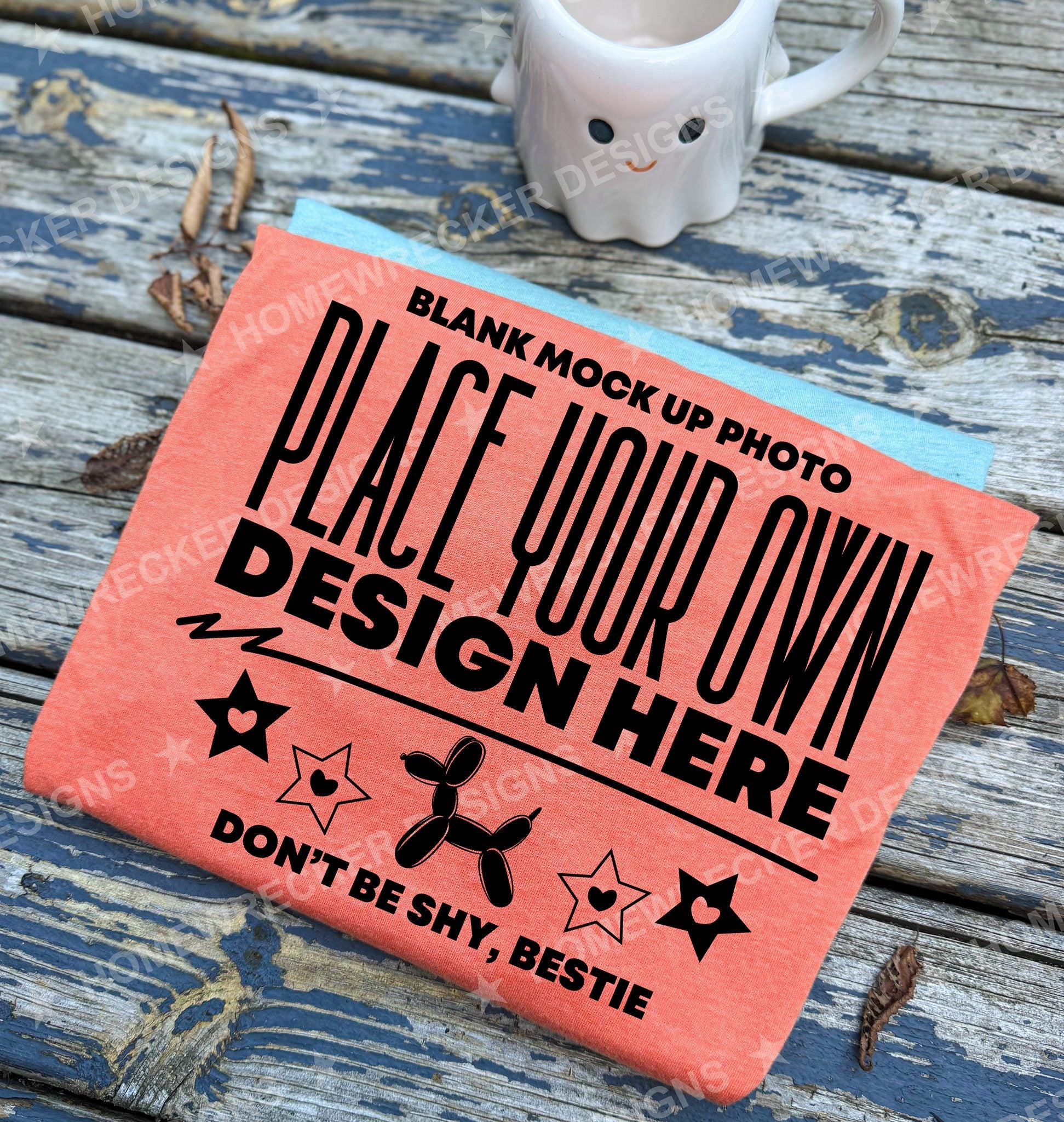 Blank Bella + Canvas 3001 t-shirt in Heather Orange, flat lay mockup photo from Homewrecker Design Shop