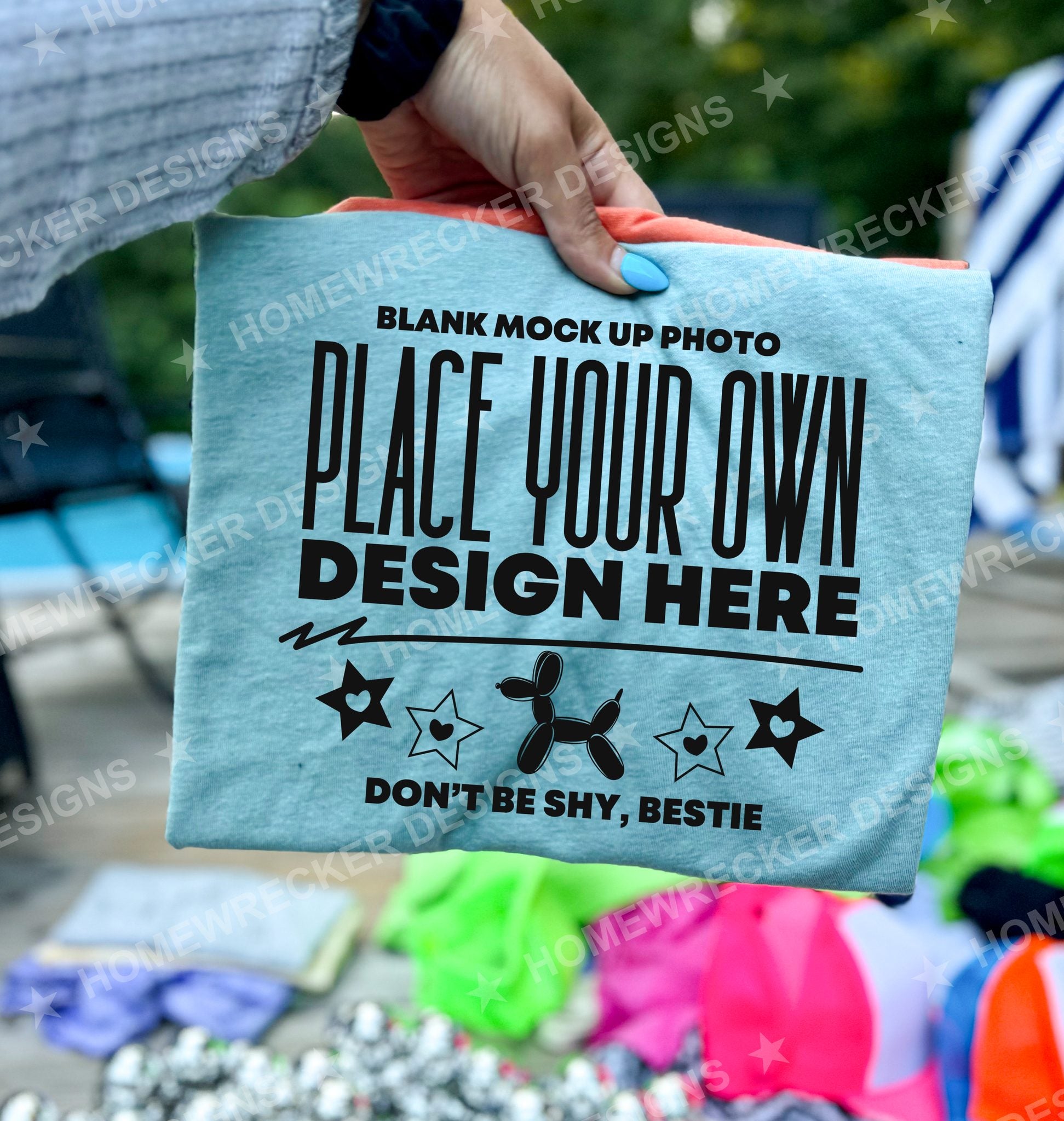 Blank Bella + Canvas 3001 t-shirt in Heather Prism Mint, flat lay mockup photo from Homewrecker Design Shop