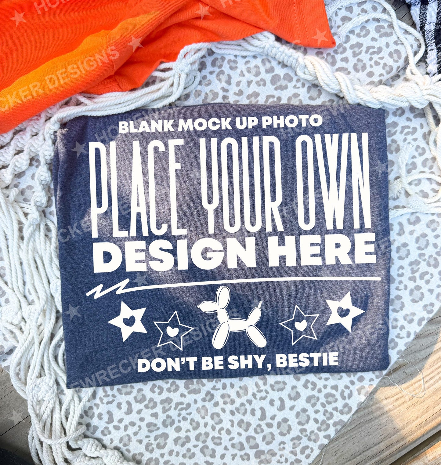 Blank Bella + Canvas 3001 t-shirt in Navy, folded mockup photo from Homewrecker Design Shop