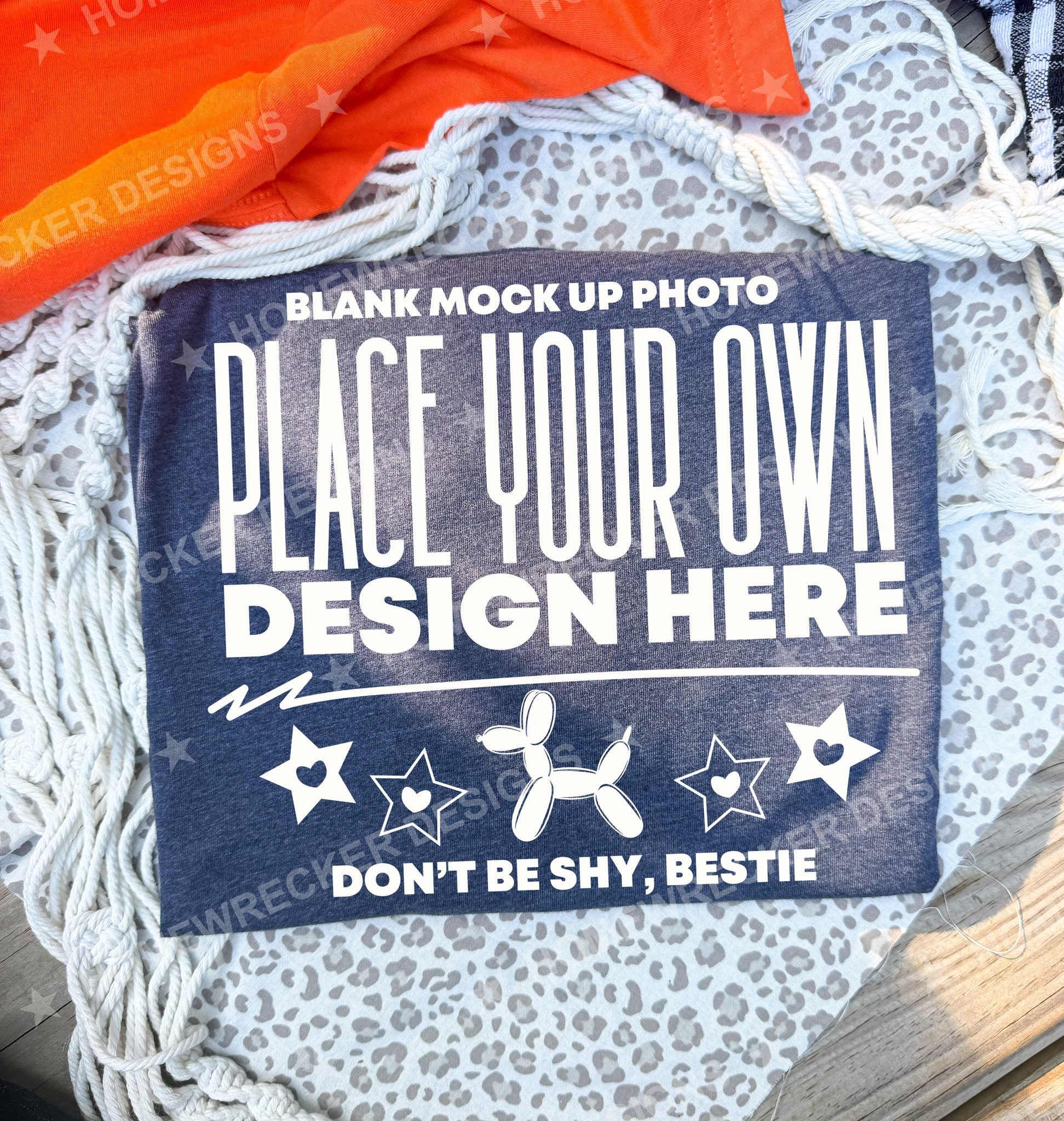 Blank Bella + Canvas 3001 t-shirt in Navy, folded mockup photo from Homewrecker Design Shop
