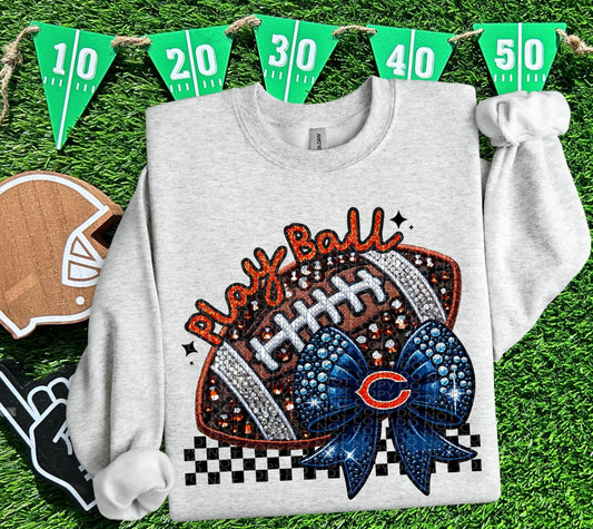 Play Ball Faux Embroidery Football PNG | Bears