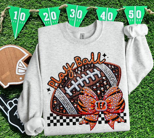 Play Ball Faux Embroidery Football PNG | Bengals