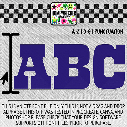 Blue with White Outline OTF Font, Faux Embroidery, Block Letter Style OTF Font Clipart Make your own designs Digital Download