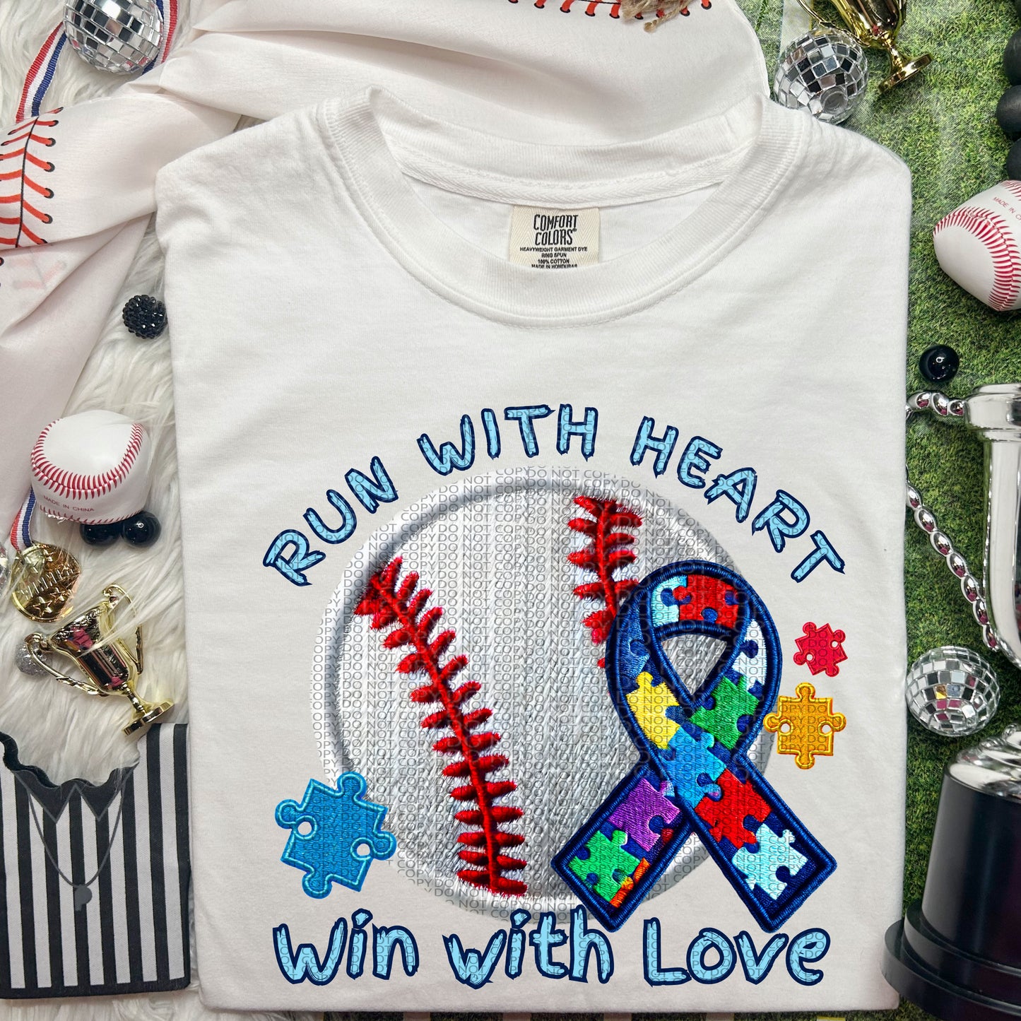 Run with Heart Win with Love | Baseball | Sports | Autism Awareness PNG