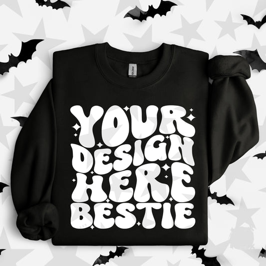 G18000 Black Crewneck Sweatshirt Mockup | Halloween