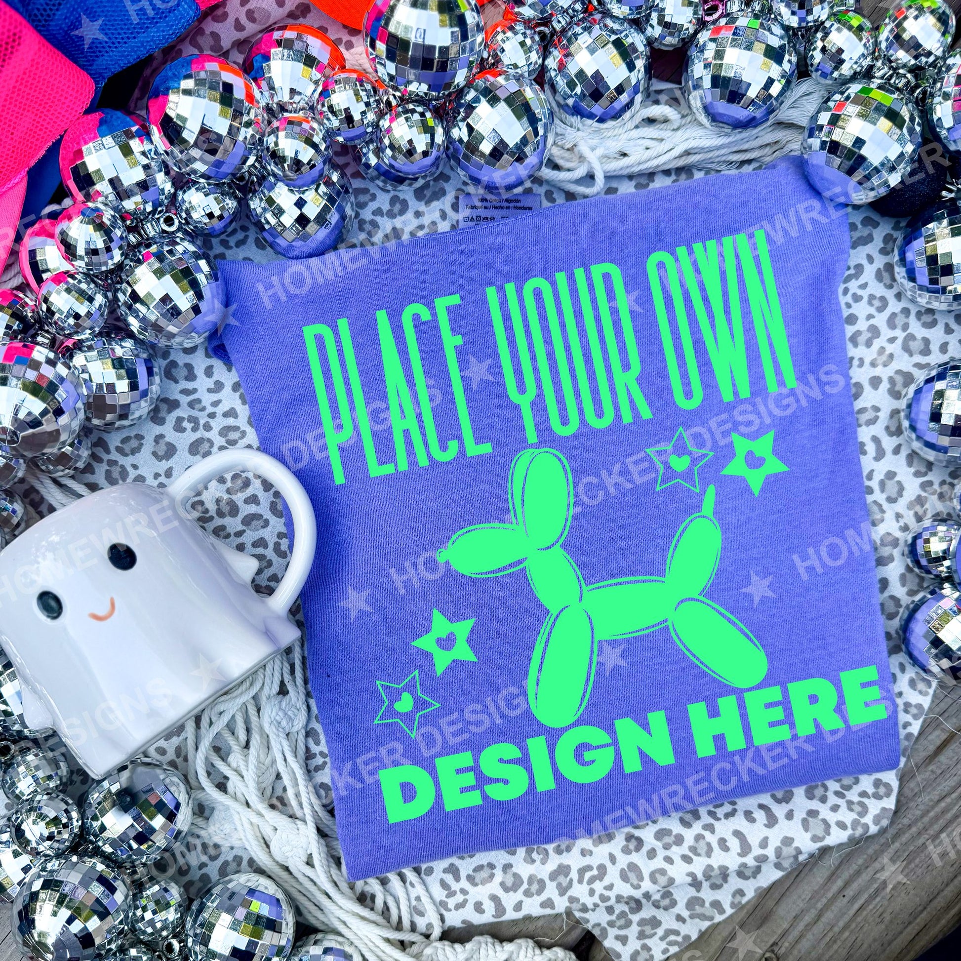 Blank Comfort Colors 1717 t-shirt in Violet, flat lay mockup photo from Homewrecker Design Shop
