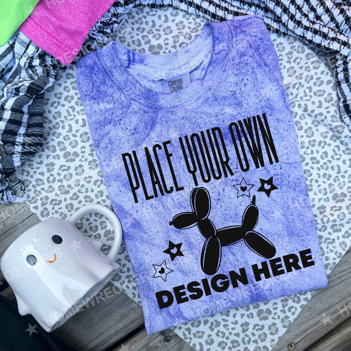 Blank Comfort Colors Colorblast t-shirt in Amethyst, folded mockup photo from Homewrecker Design Shop