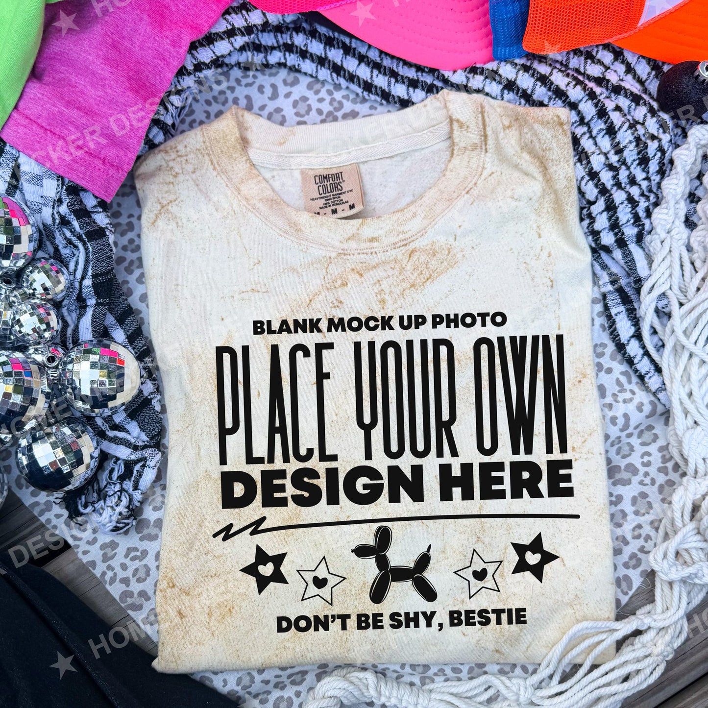 Blank Comfort Colors Colorblast t-shirt in Citrine, flat lay mockup photo from Homewrecker Design Shop