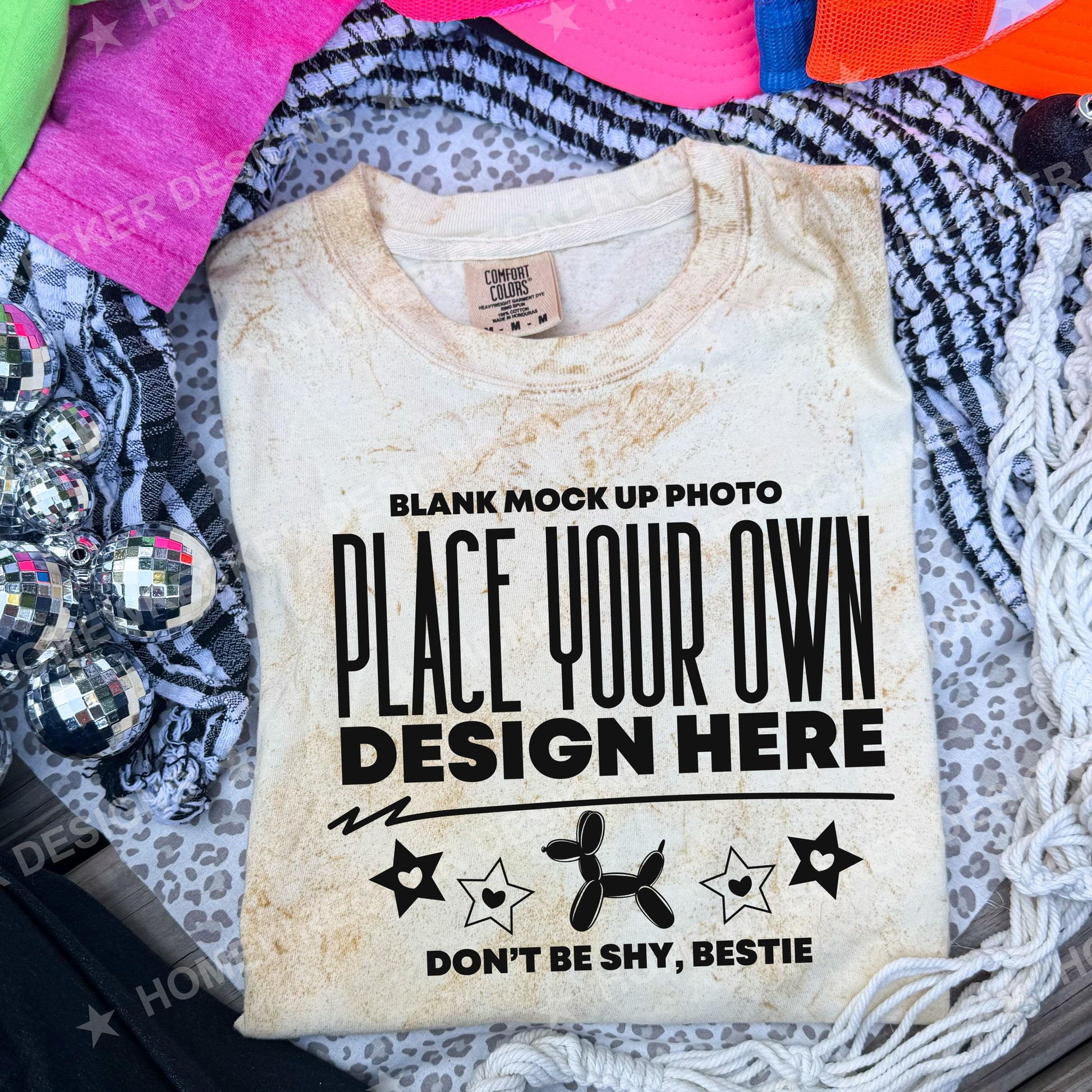 Blank Comfort Colors Colorblast t-shirt in Citrine, flat lay mockup photo from Homewrecker Design Shop