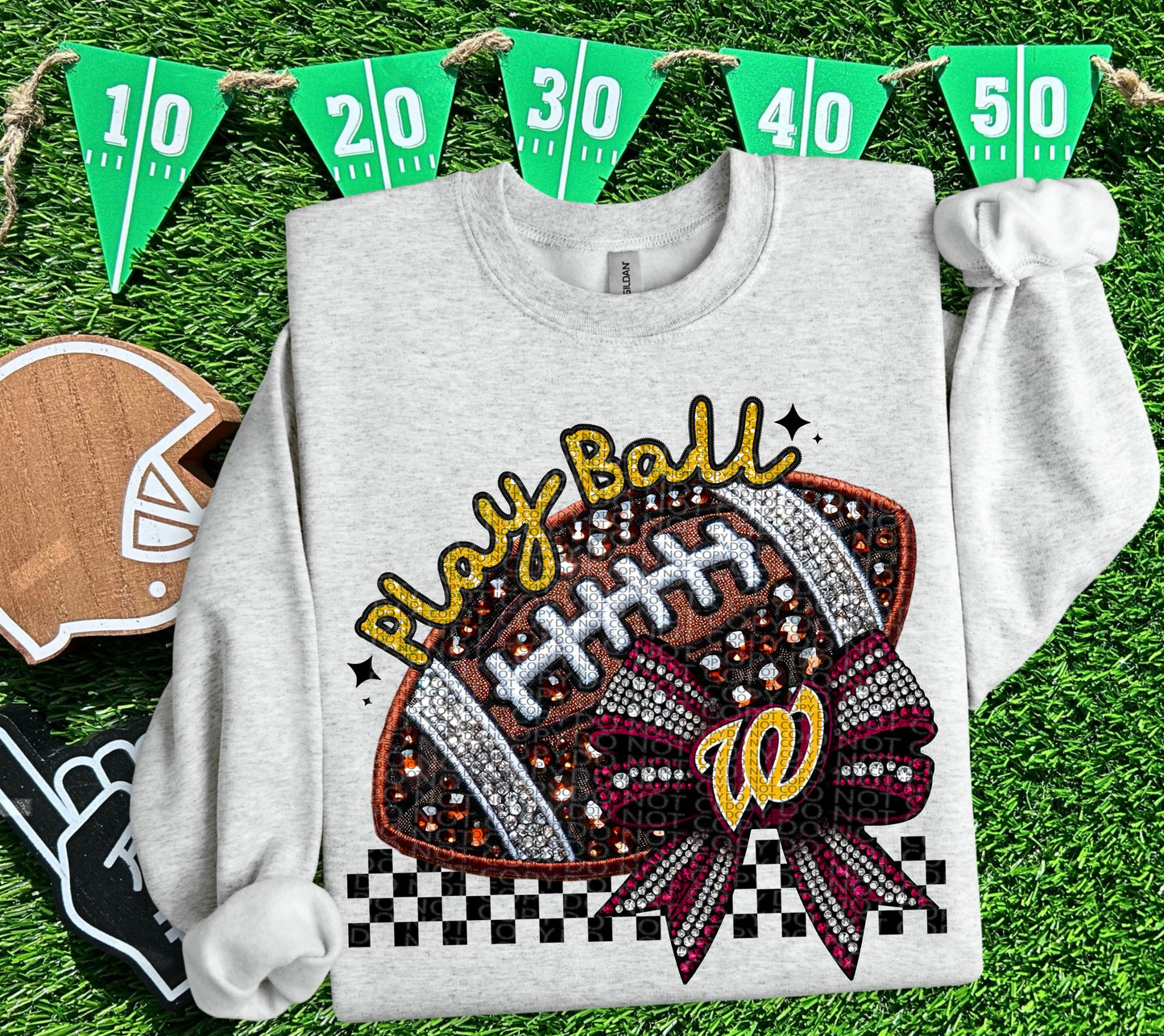 Play Ball Faux Embroidery Football PNG | Commanders