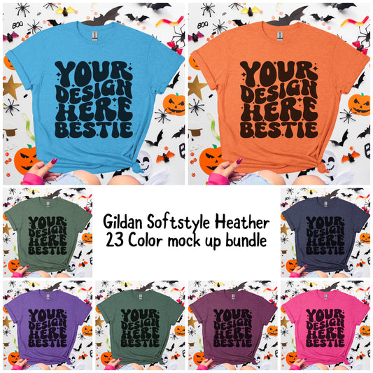 G64000 | Gildan Softstyle Heather Tshirt Mocks | Halloween | 23 PIECE MOCKUP BUNDLE