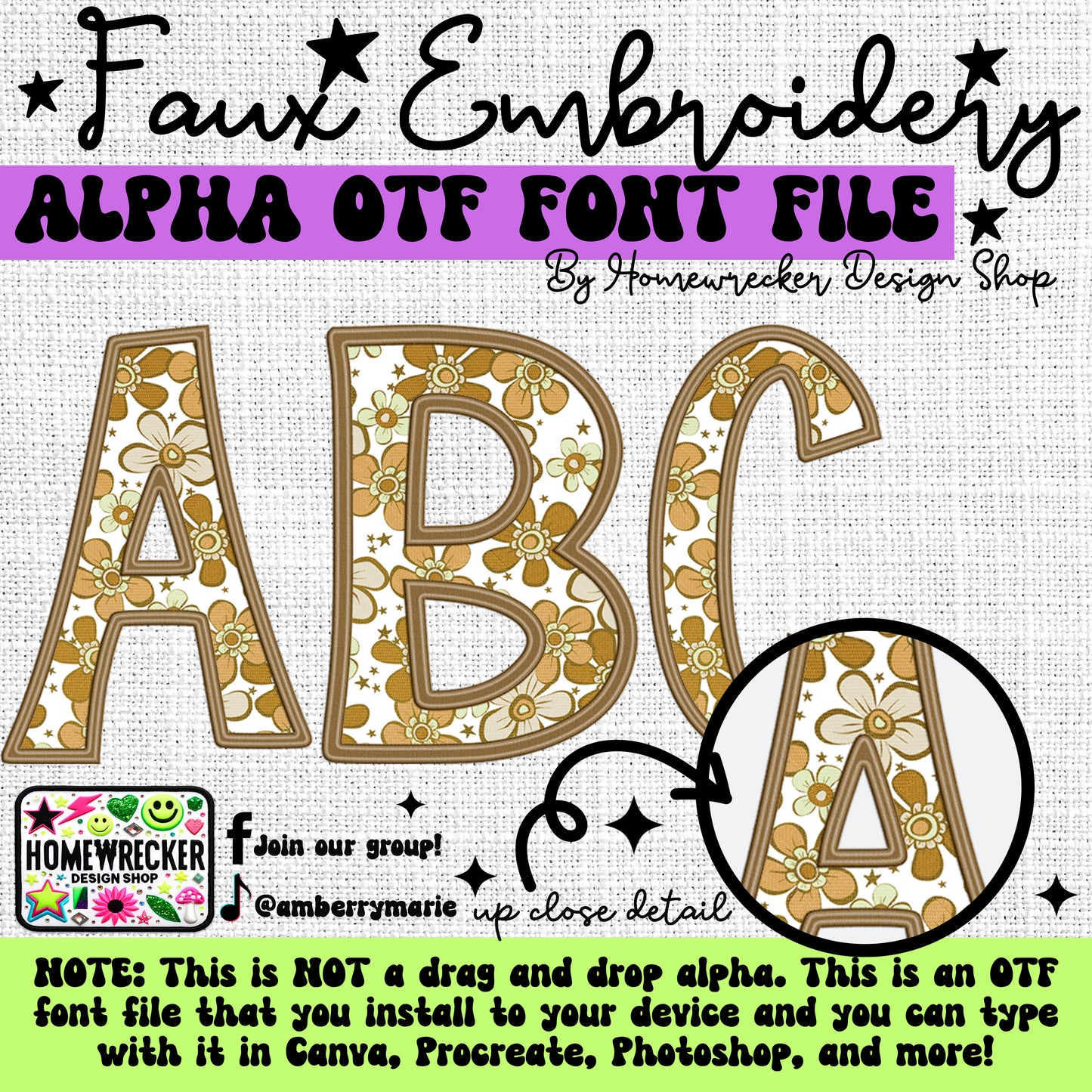 Retro St. Patrick's Day Faux Embroidery 5pc OTF FONT Bundle