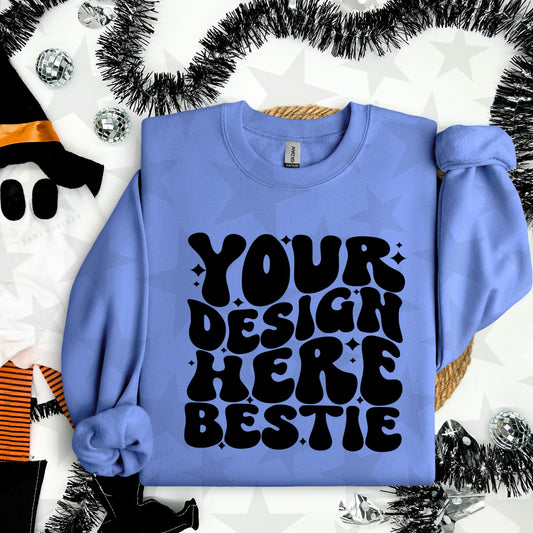 G18000 Carolina Blue Crewneck Sweatshirt Mockup | Halloween