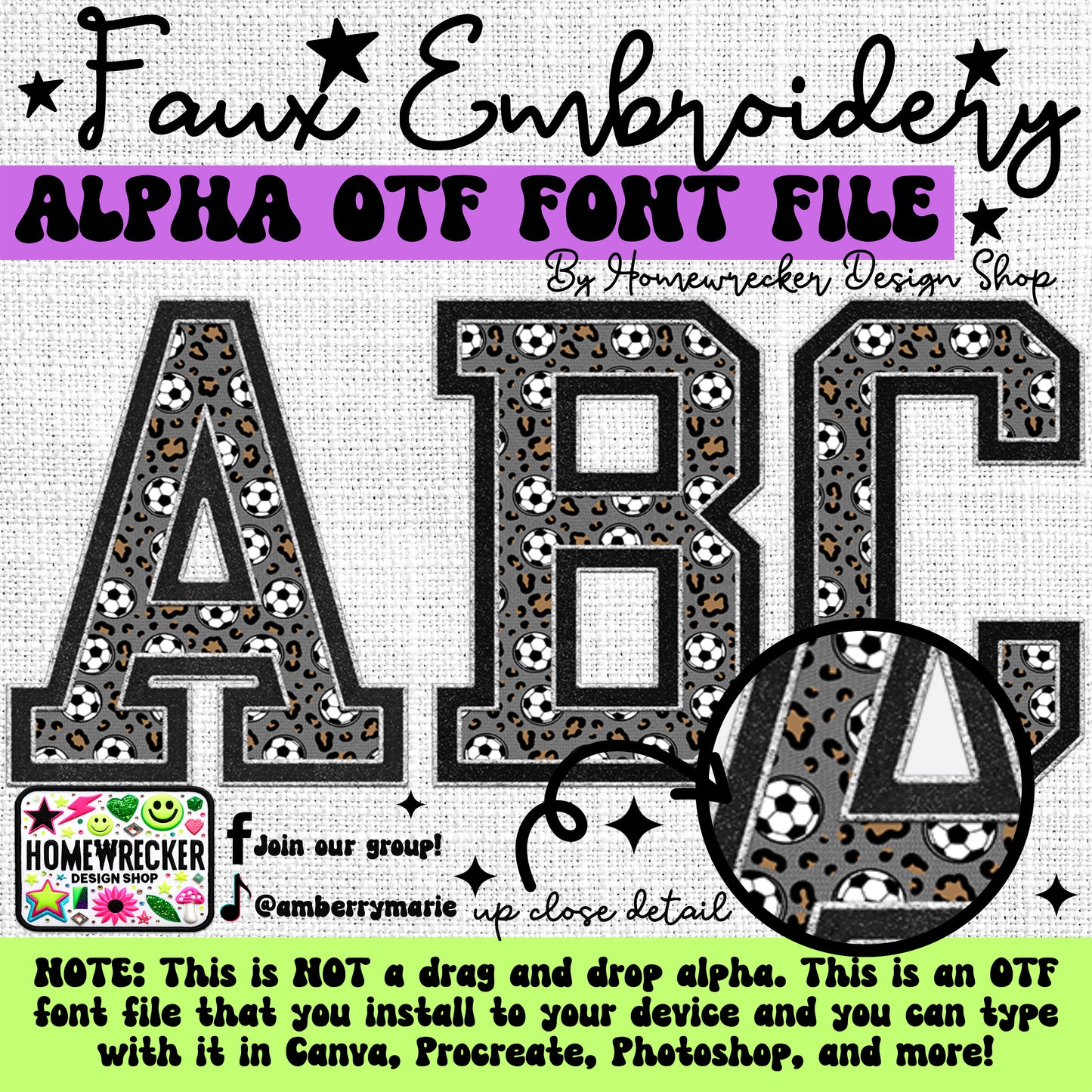 Sports Varsity Letters Faux Embroidery 5pc OTF FONT Bundle