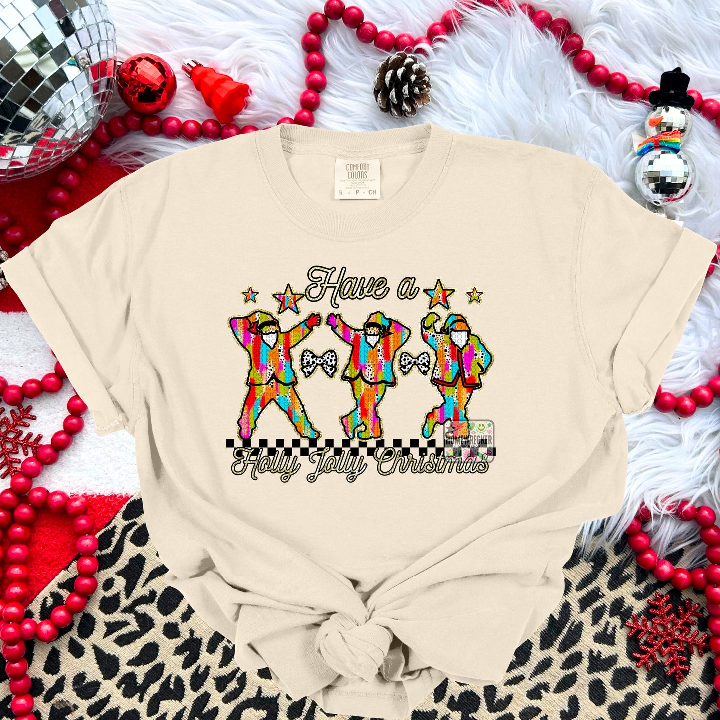 Holly Jolly Christmas Brushstrokes Santas