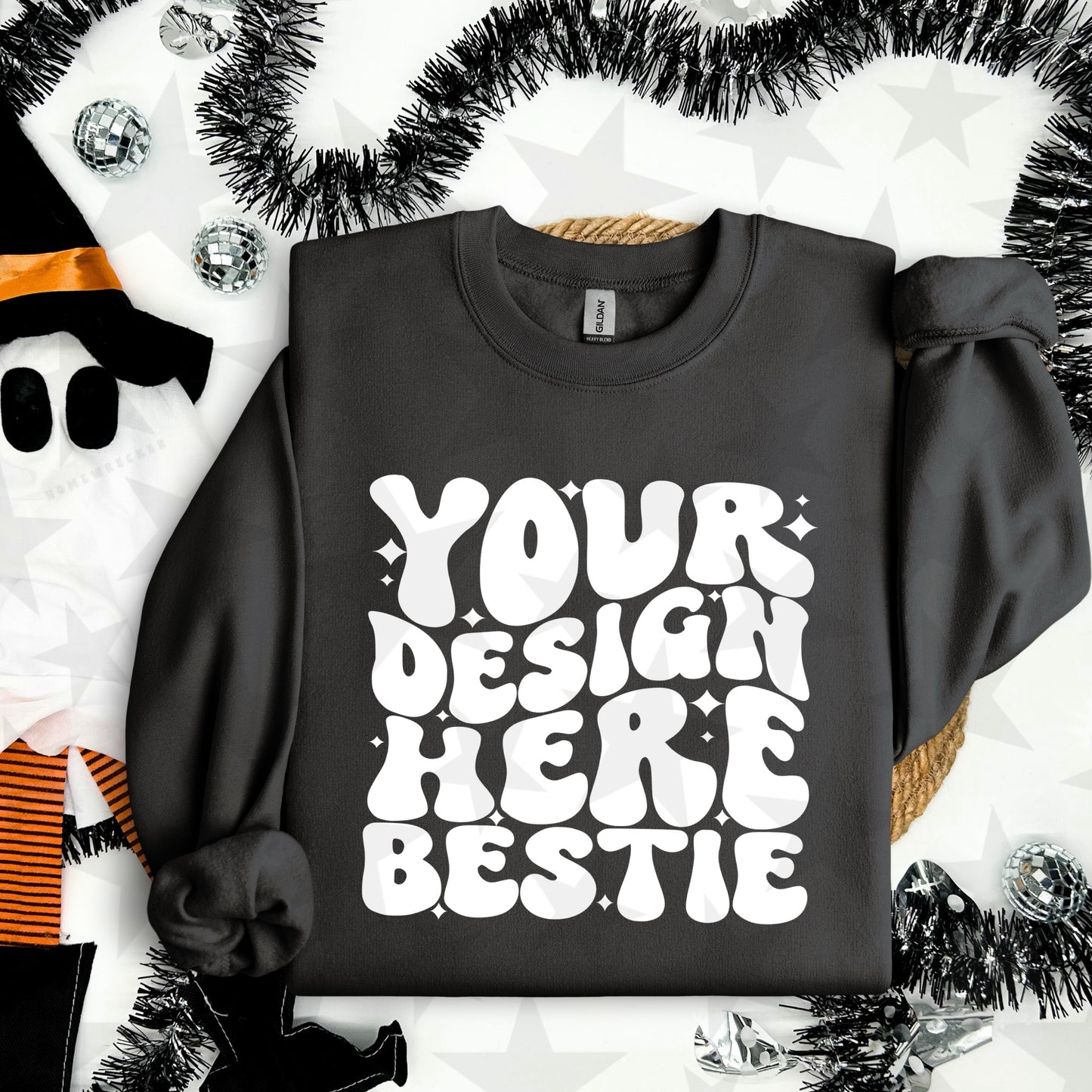 G18000 Charcoal Crewneck Sweatshirt Mockup | Halloween