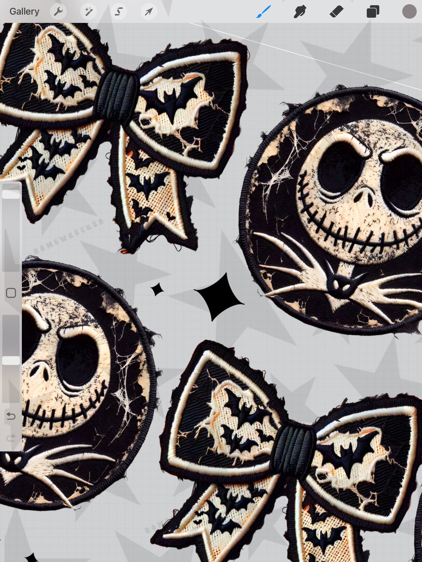 Bows and Jack stacked FAUX embroidery, Halloween, digital download, PNG