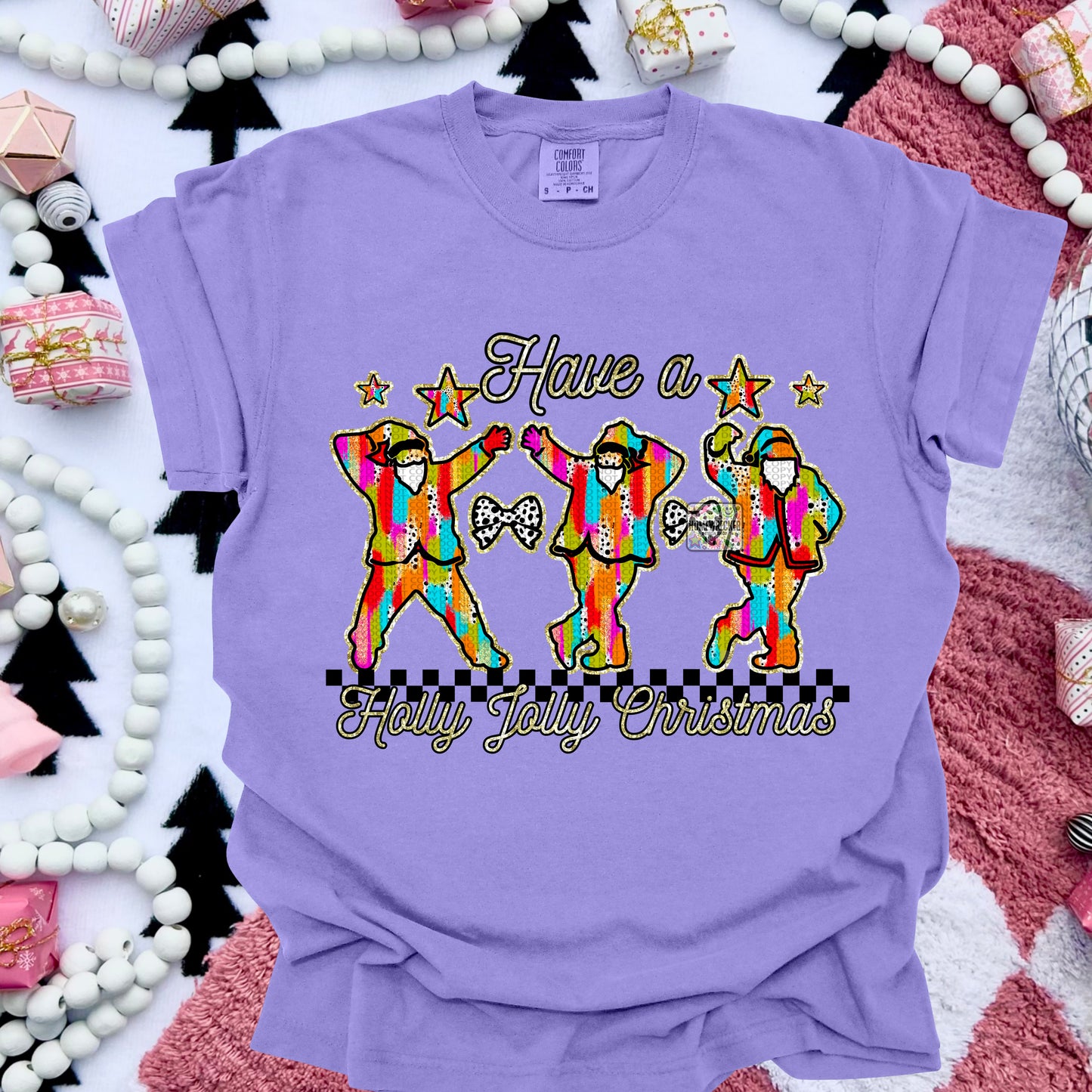 Holly Jolly Christmas Brushstrokes Santas