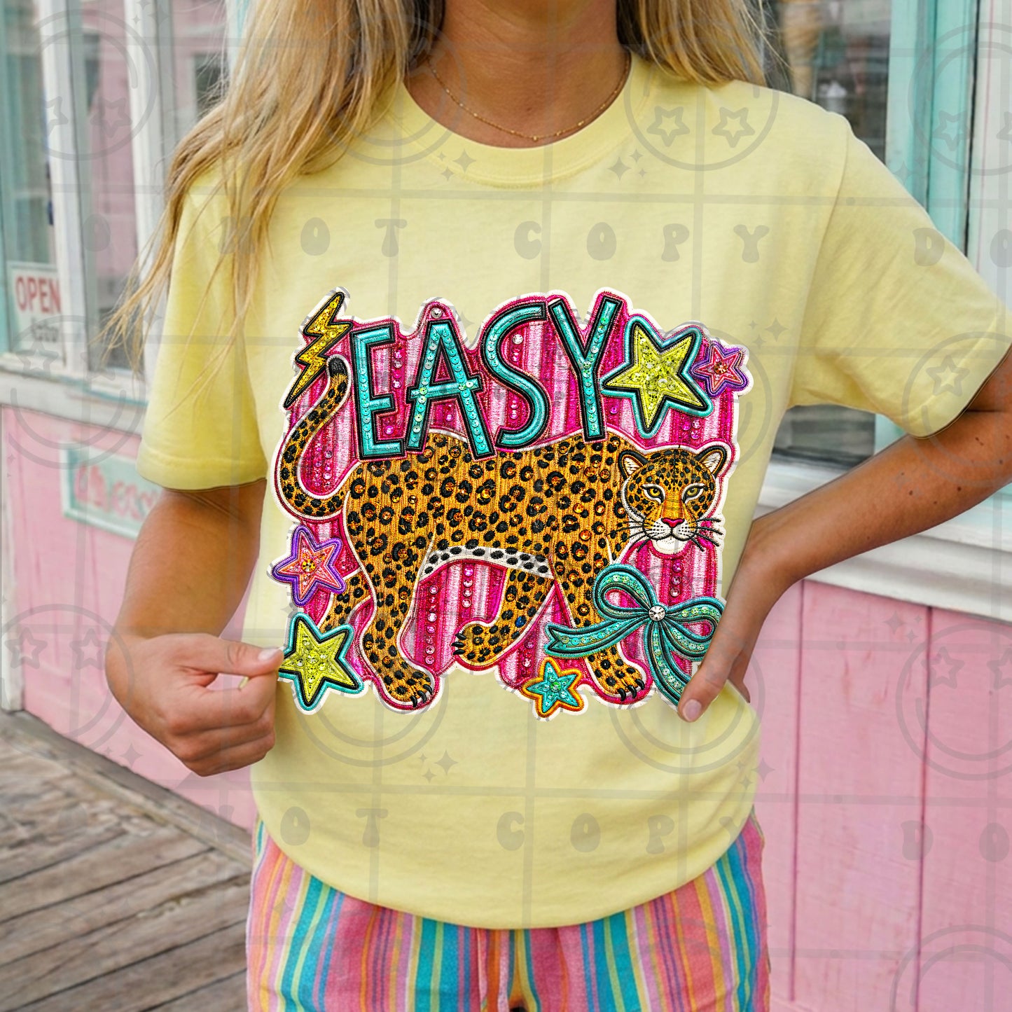 Easy Tiger Faux Embroidery digital patch PNG digital download