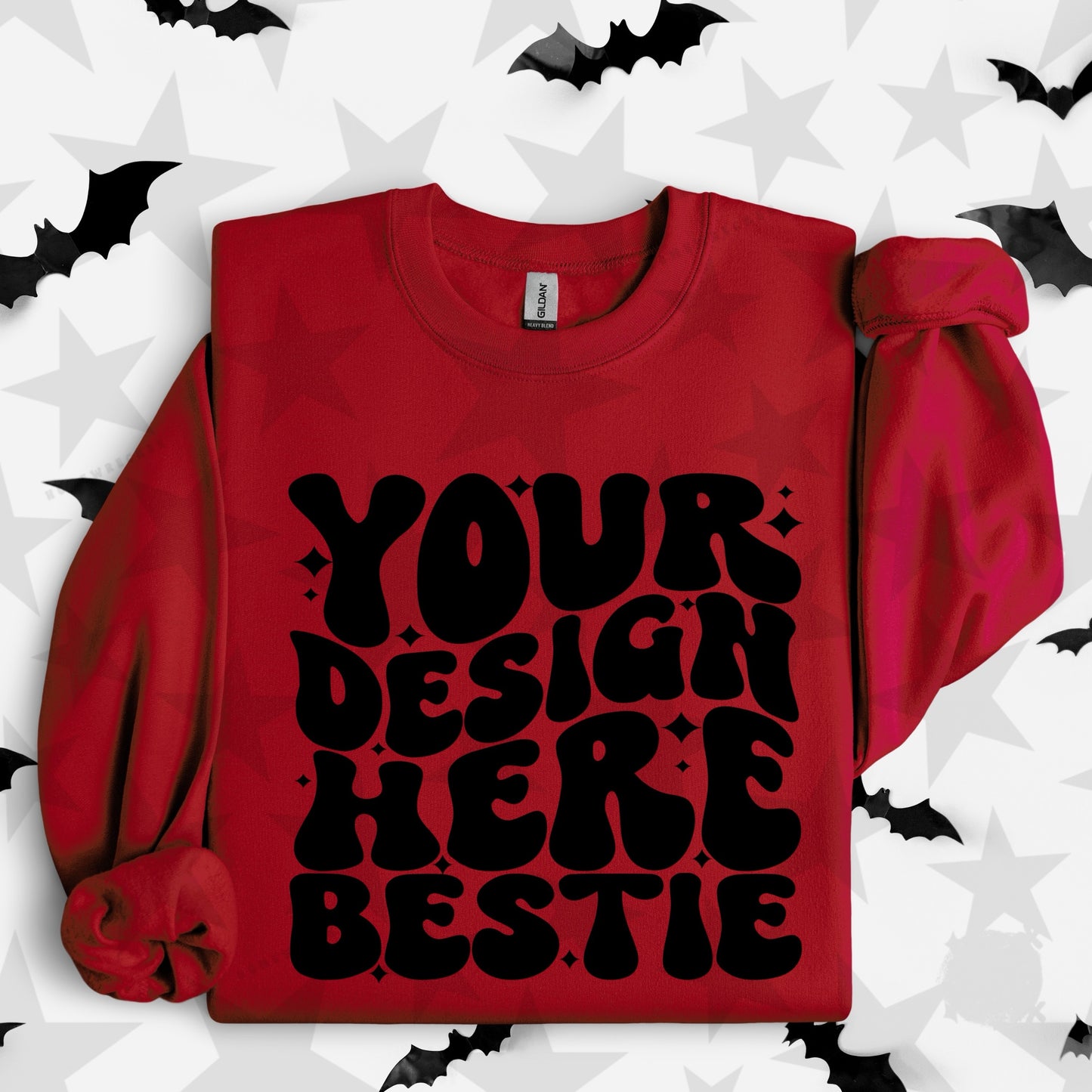 G18000 Cardinal Red Crewneck Sweatshirt Mockup | Halloween