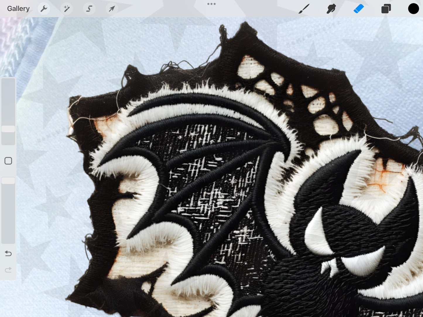 Bat Distressed FAUX embroidery, Halloween, digital download, PNG