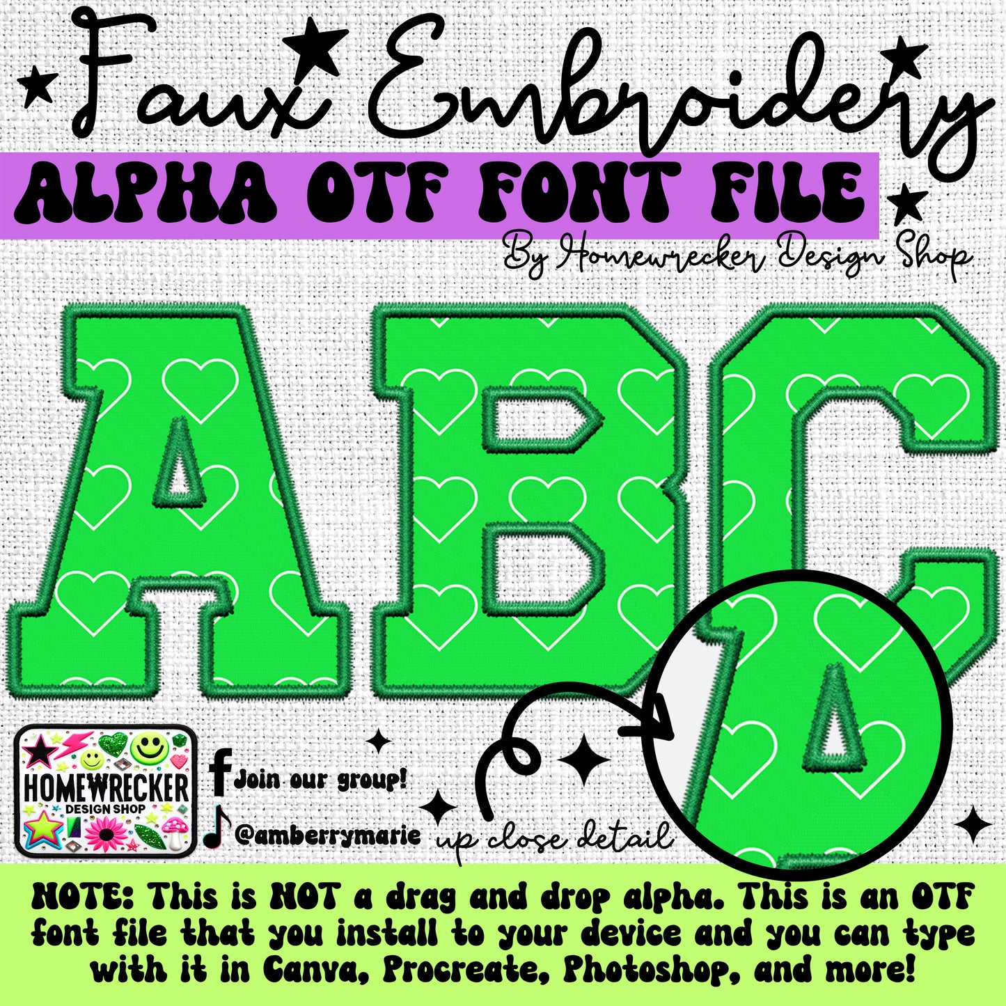 St. Patrick's Day Faux Embroidery 5pc OTF FONT Bundle