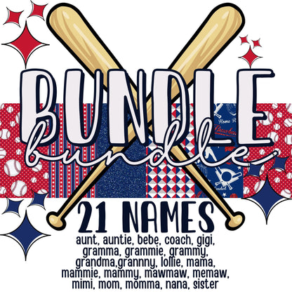 Retro Baseball Name Patchwork PNG | Singles + Bundles