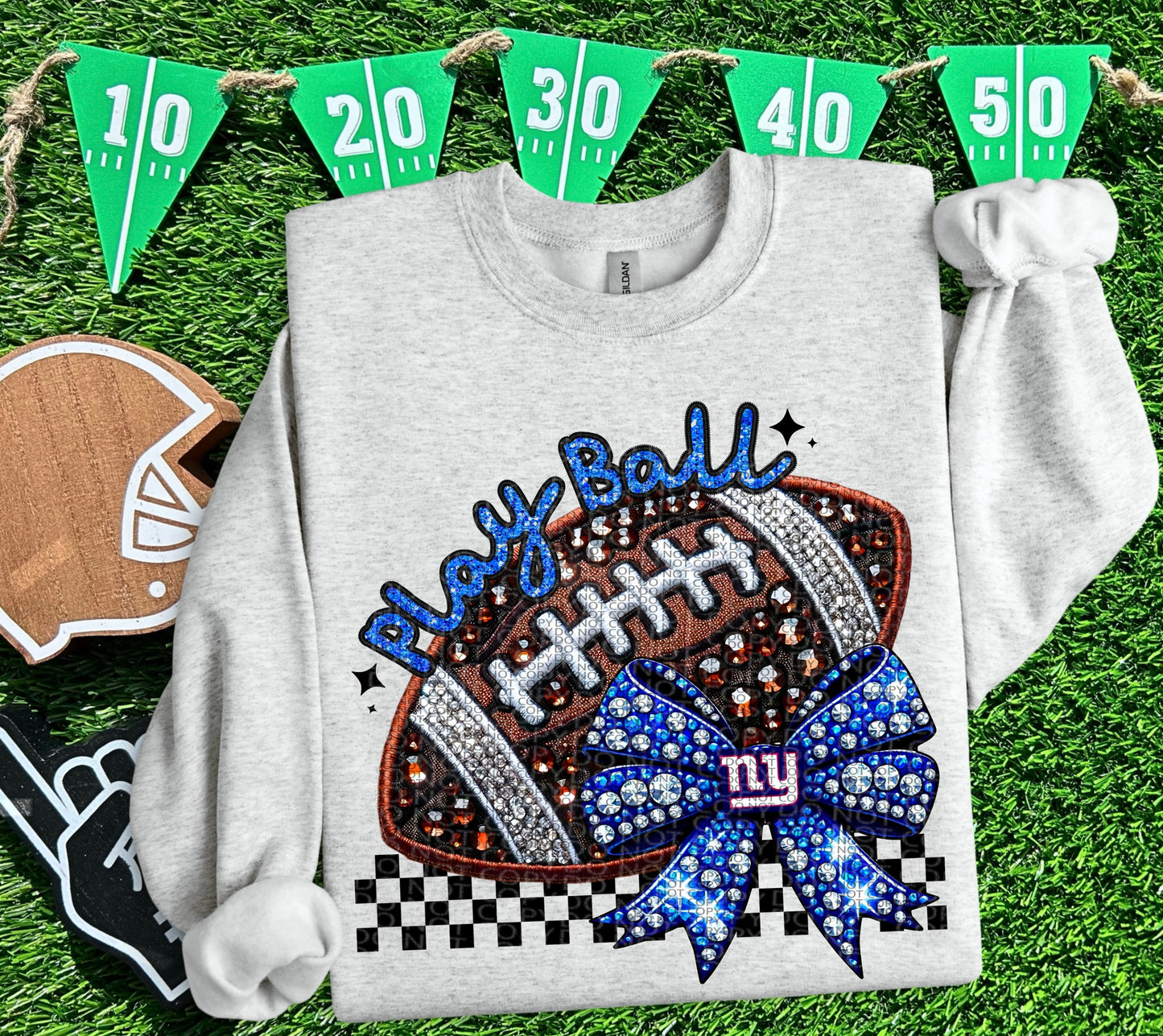 Play Ball Faux Embroidery Football PNG | Giants