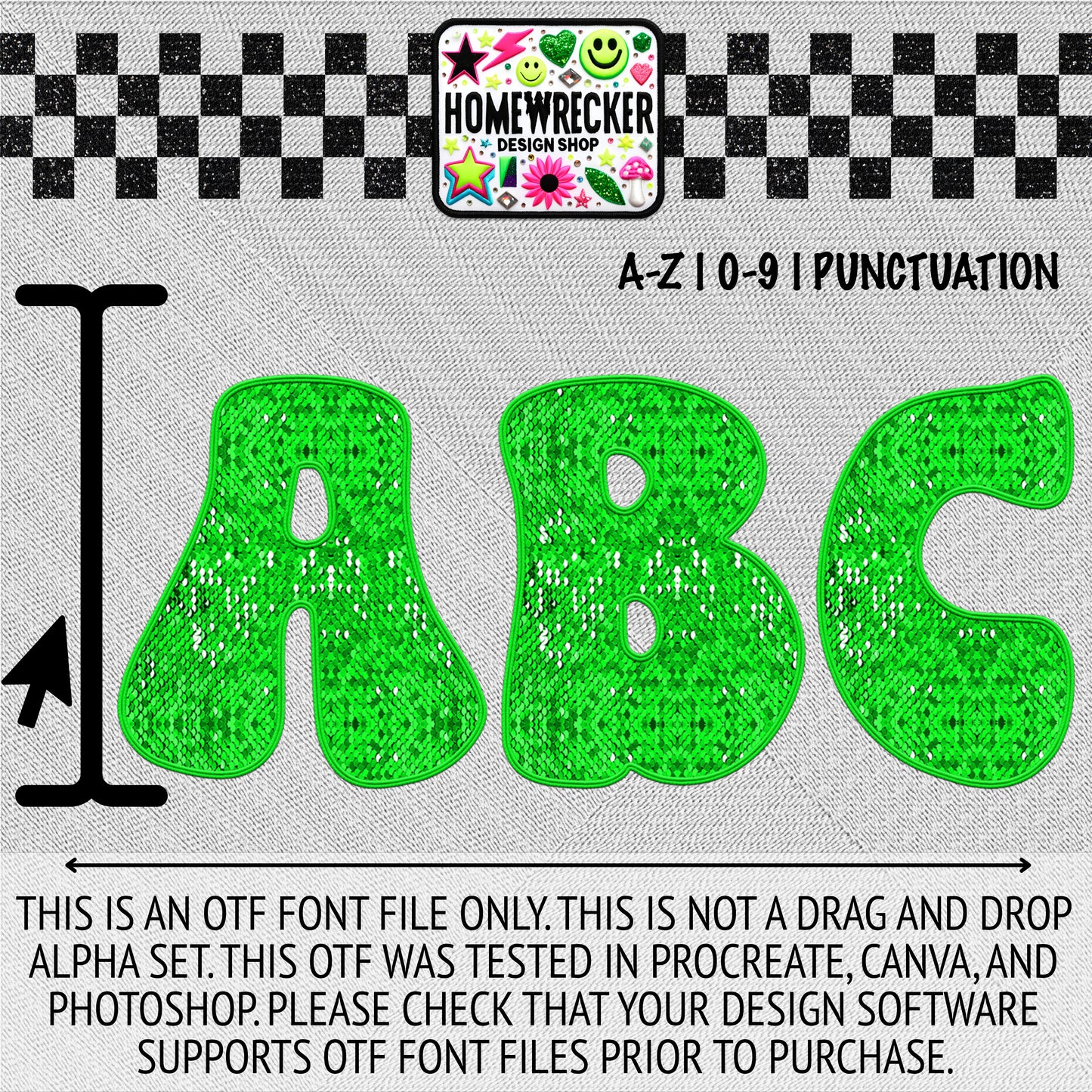 Lime OTF Font, Faux Embroidery, Groovy Letter Style OTF Font Clipart Make your own designs Digital Download