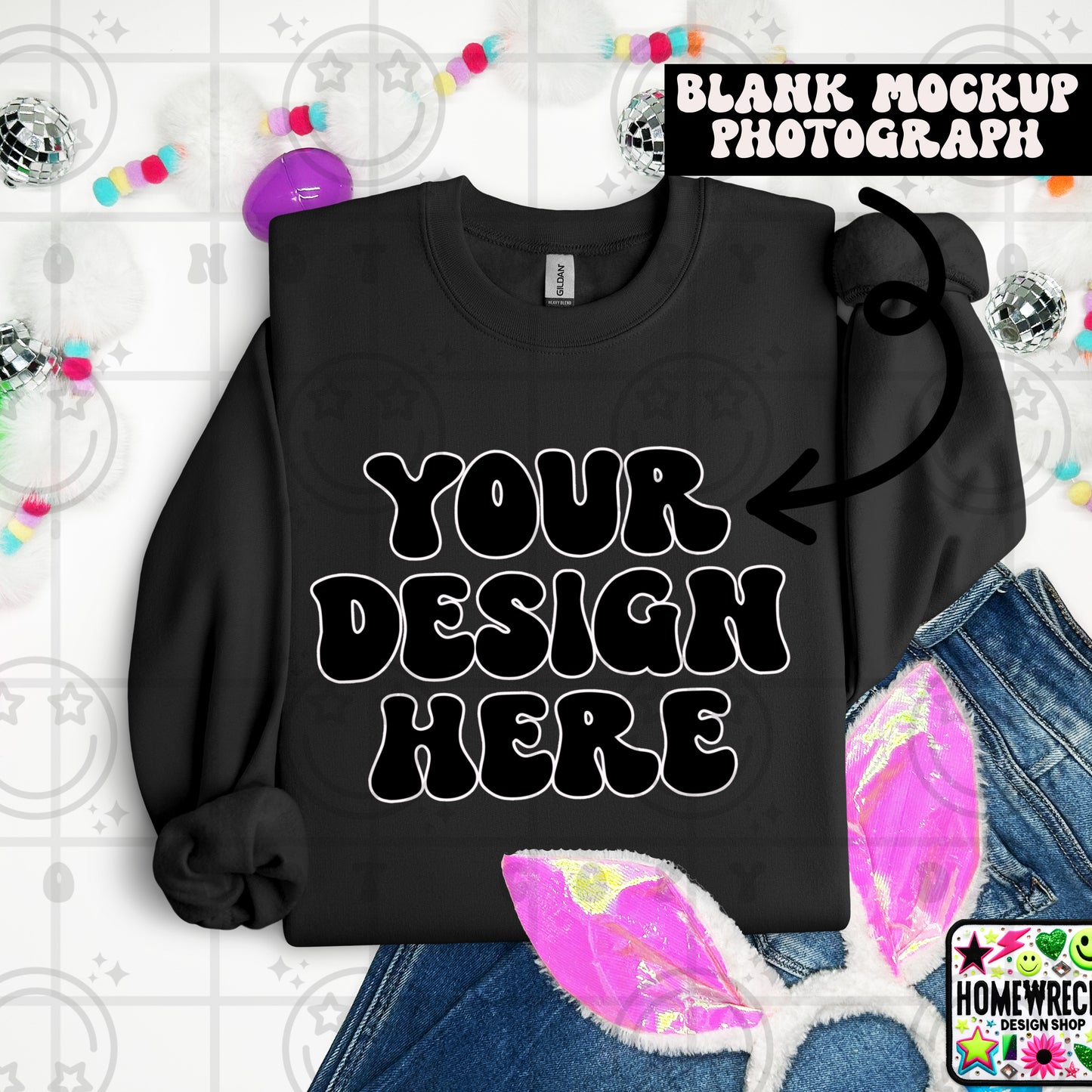 G18000 GILDAN | FOLDED BUNNY EARS BUNNY TAILS MOCK UPS | SINGLES