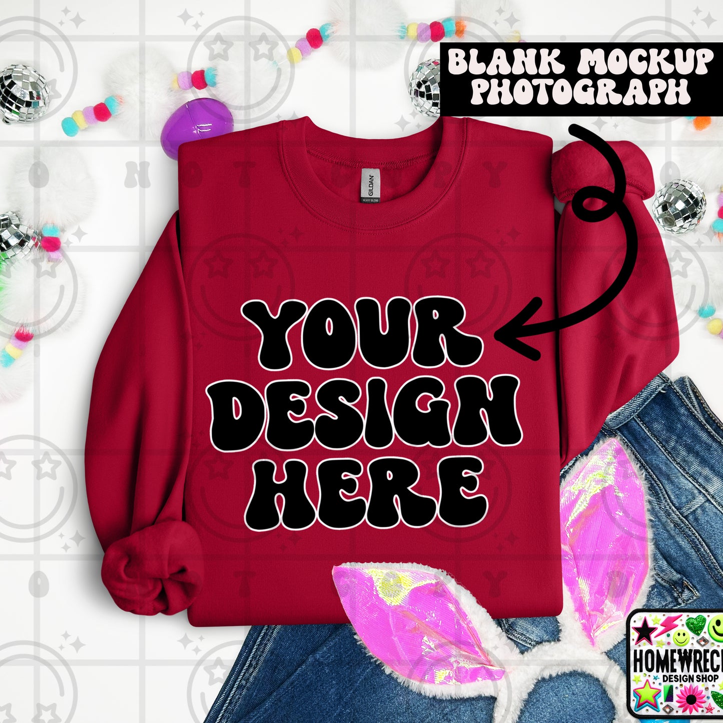 G18000 GILDAN | FOLDED BUNNY EARS BUNNY TAILS MOCK UPS | SINGLES