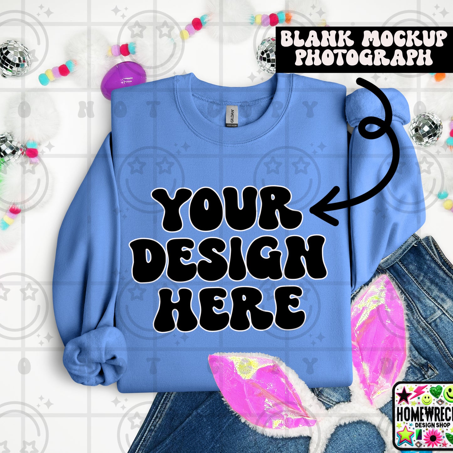 G18000 GILDAN | FOLDED BUNNY EARS BUNNY TAILS MOCK UPS | SINGLES