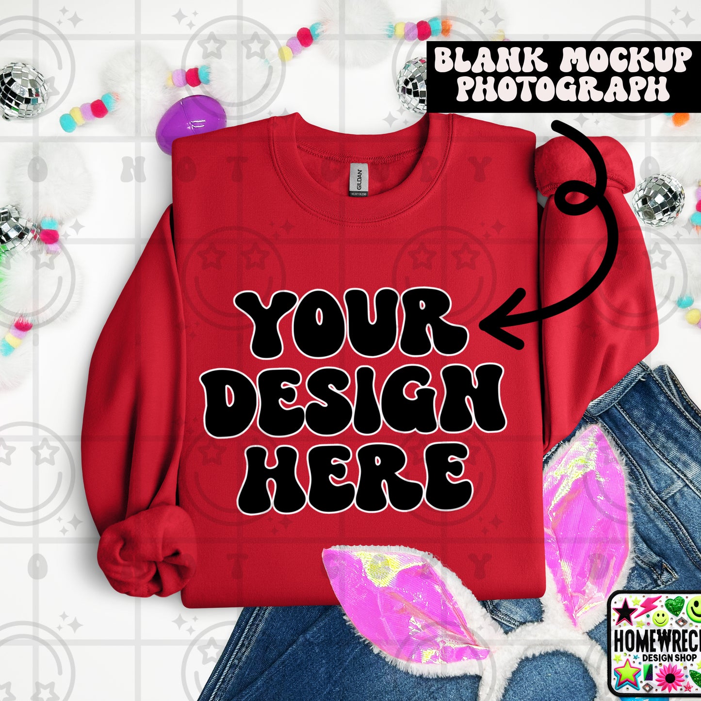 G18000 GILDAN | FOLDED BUNNY EARS BUNNY TAILS MOCK UPS | SINGLES