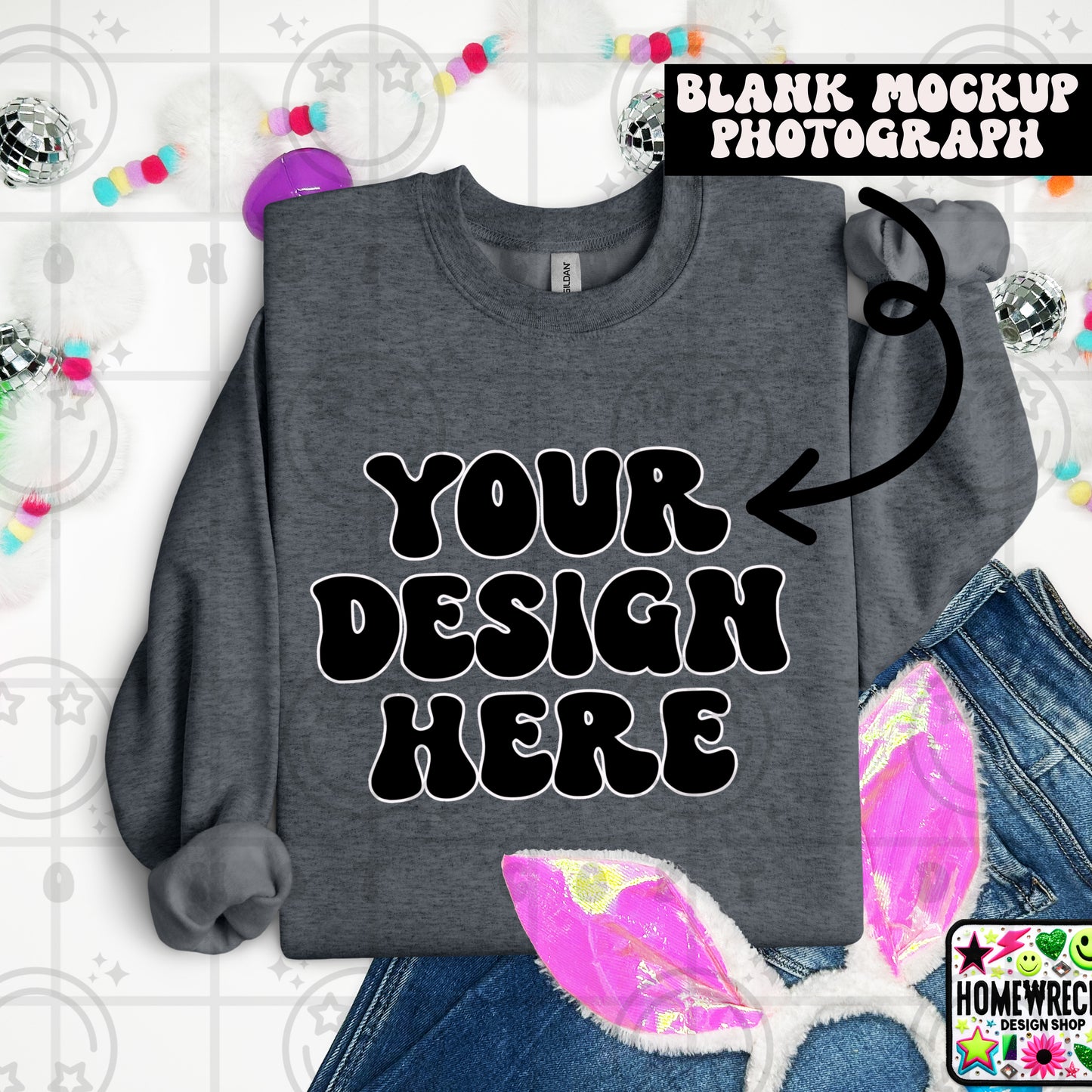 G18000 GILDAN | FOLDED BUNNY EARS BUNNY TAILS MOCK UPS | SINGLES