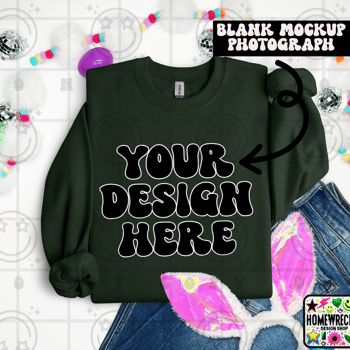 G18000 GILDAN | FOLDED BUNNY EARS BUNNY TAILS MOCK UPS | SINGLES