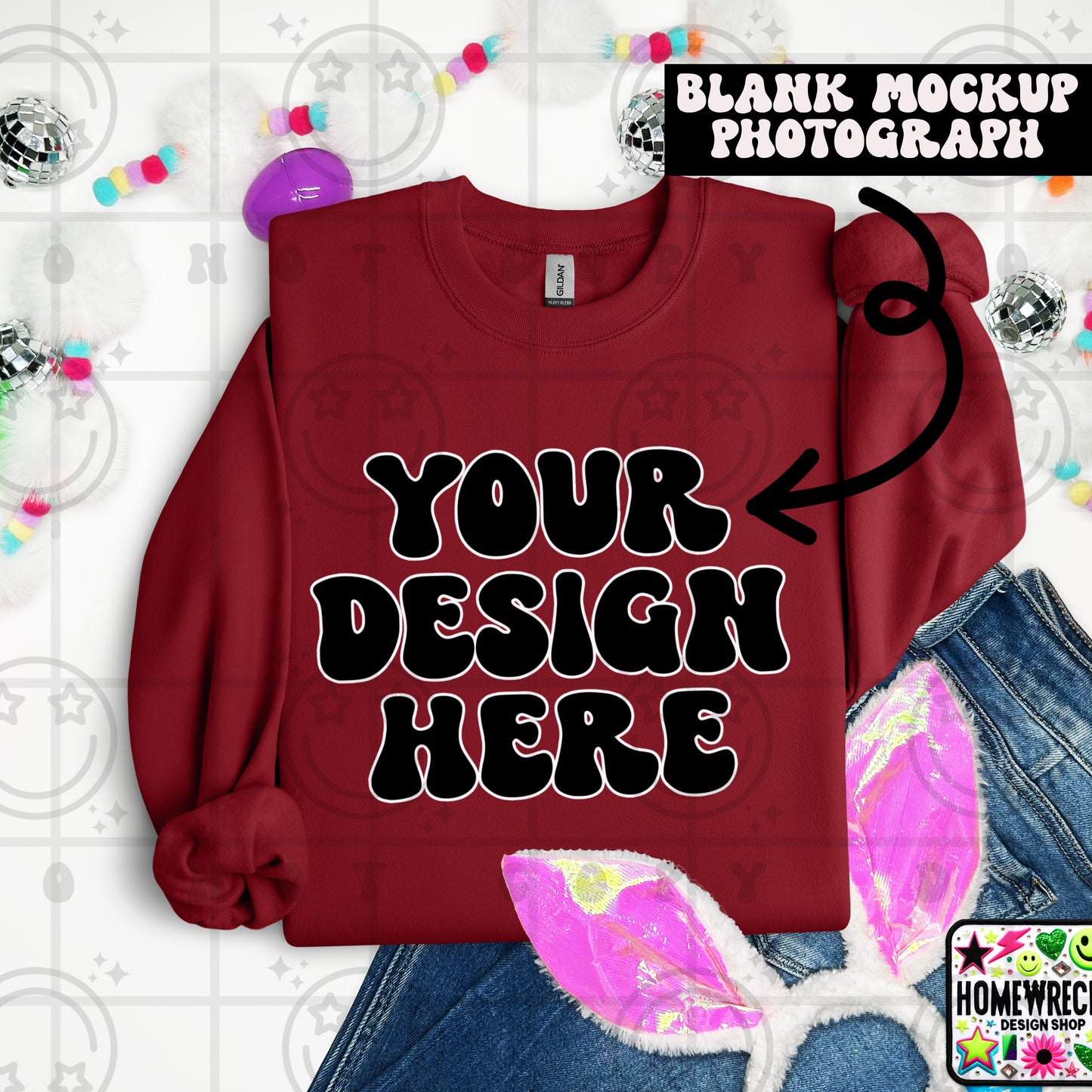 G18000 GILDAN | FOLDED BUNNY EARS BUNNY TAILS MOCK UPS | SINGLES