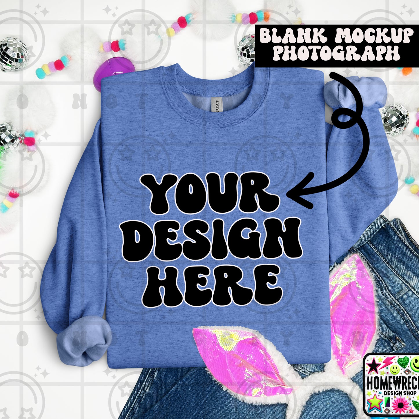 G18000 GILDAN | FOLDED BUNNY EARS BUNNY TAILS MOCK UPS | SINGLES