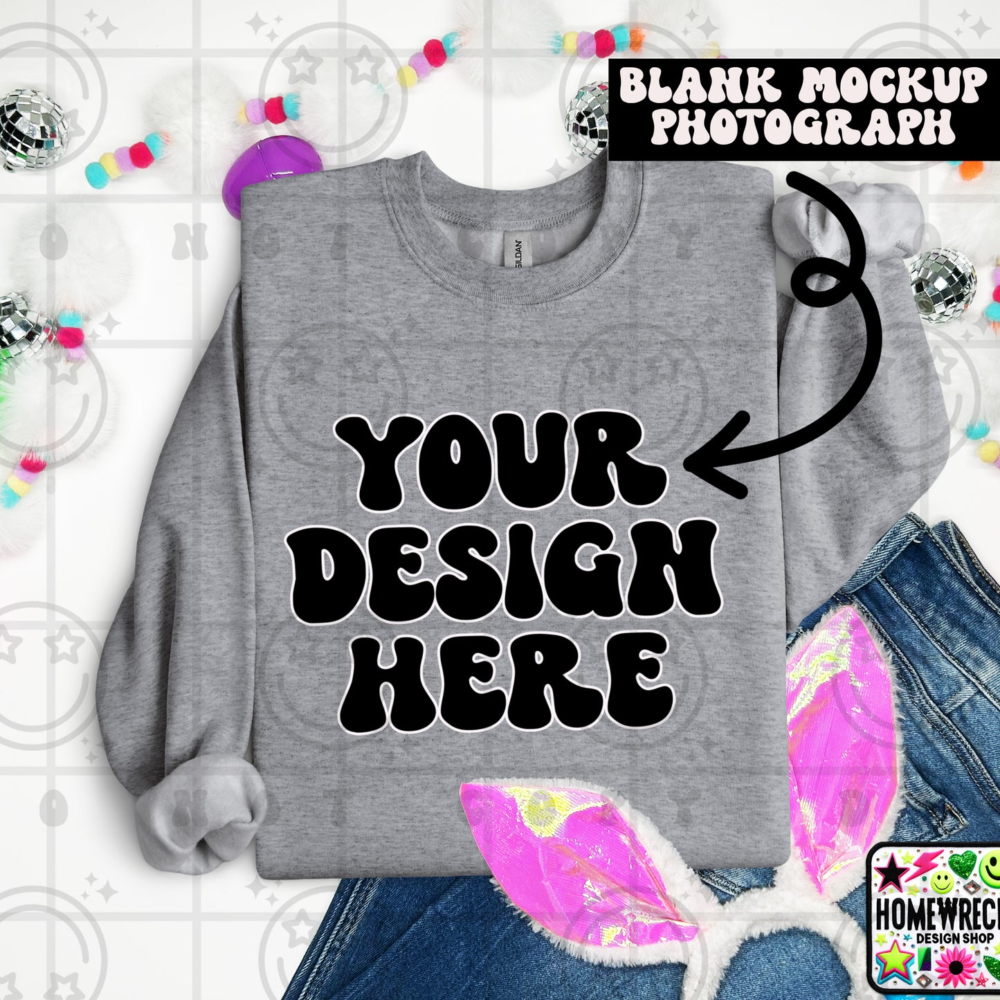 G18000 GILDAN | FOLDED BUNNY EARS BUNNY TAILS MOCK UPS | SINGLES