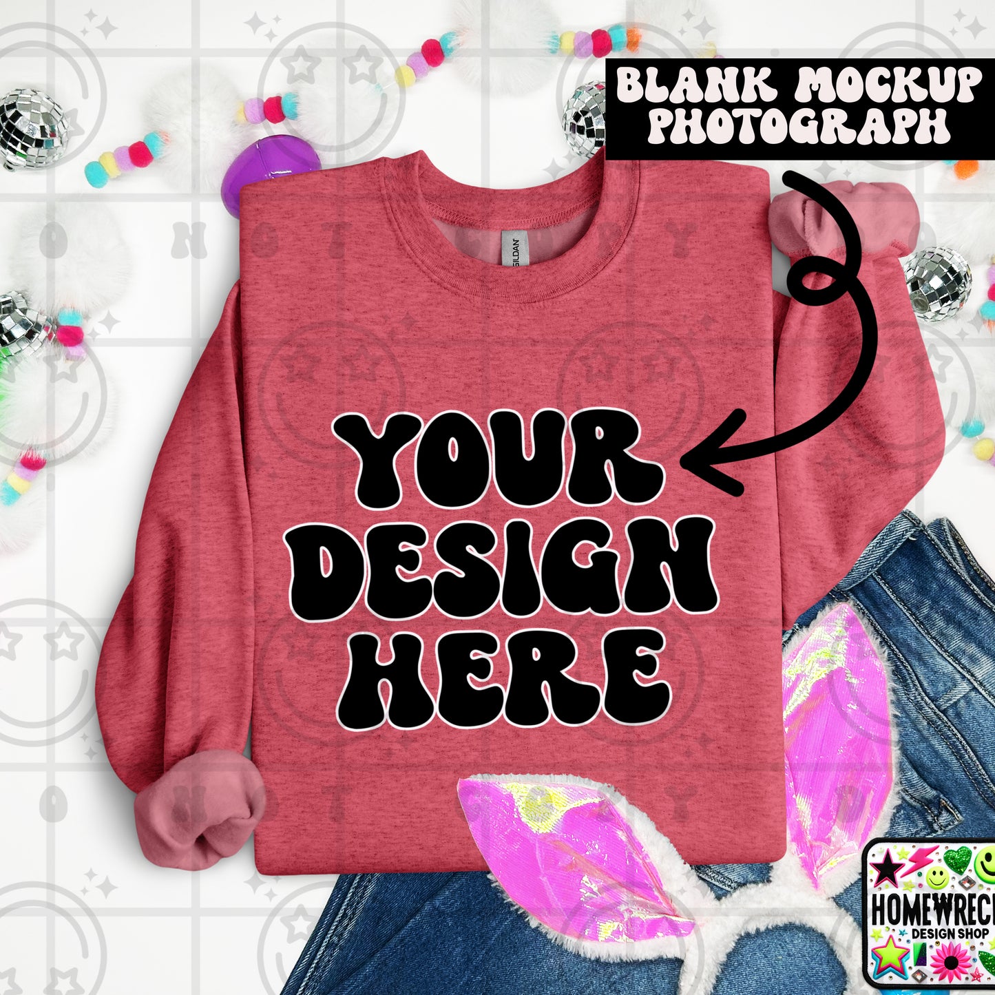 G18000 GILDAN | FOLDED BUNNY EARS BUNNY TAILS MOCK UPS | SINGLES