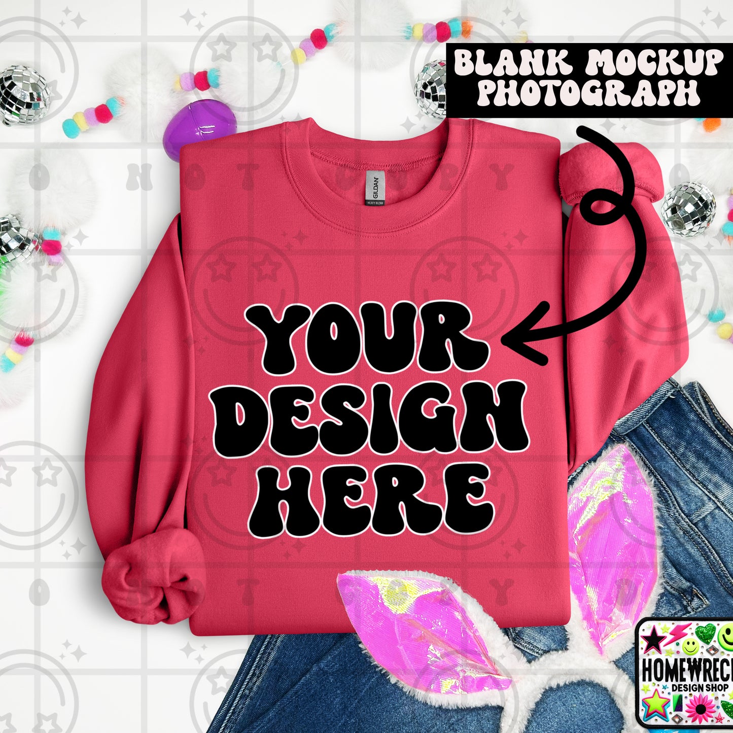 G18000 GILDAN | FOLDED BUNNY EARS BUNNY TAILS MOCK UPS | SINGLES