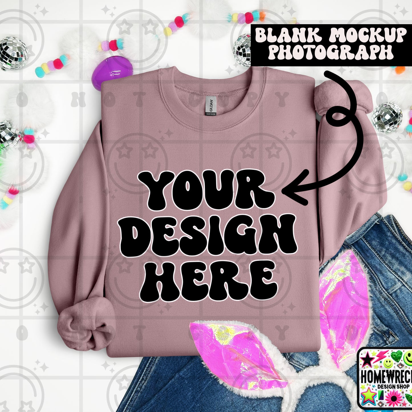 G18000 GILDAN | FOLDED BUNNY EARS BUNNY TAILS MOCK UPS | SINGLES