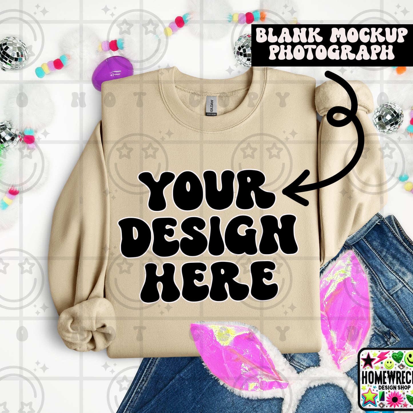 G18000 GILDAN | FOLDED BUNNY EARS BUNNY TAILS MOCK UPS | SINGLES