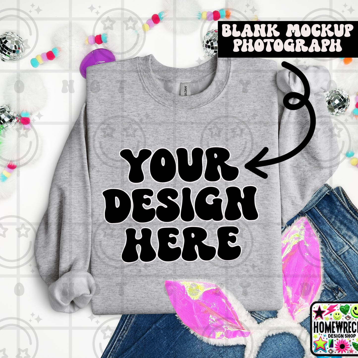 G18000 GILDAN | FOLDED BUNNY EARS BUNNY TAILS MOCK UPS | SINGLES