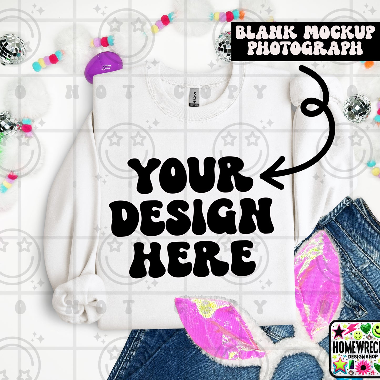 G18000 GILDAN | FOLDED BUNNY EARS BUNNY TAILS MOCK UPS | SINGLES