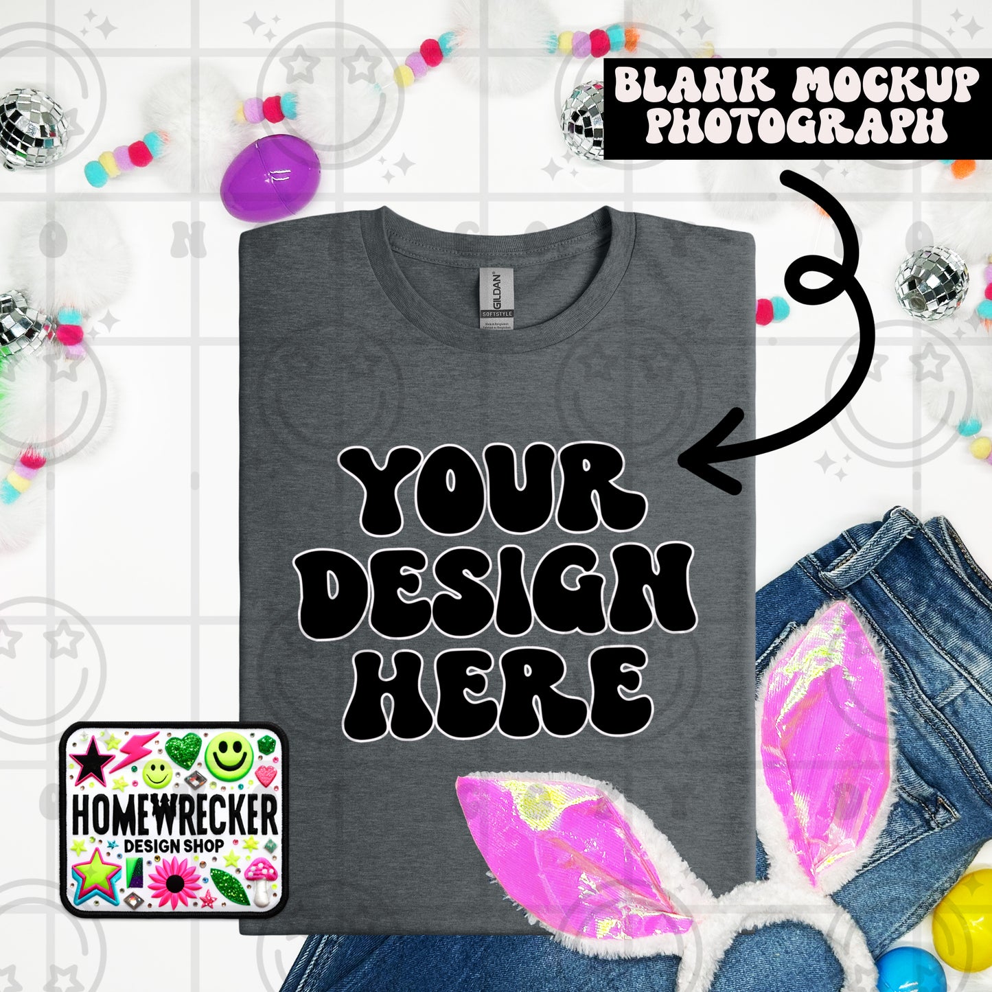 G64000 GILDAN | FOLDED BUNNY EARS BUNNY TAILS MOCK UPS | SINGLES