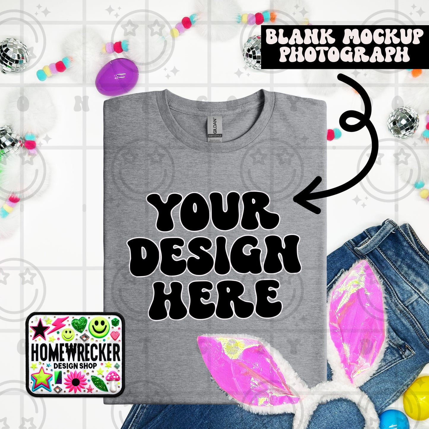 G64000 GILDAN | FOLDED BUNNY EARS BUNNY TAILS MOCK UPS | SINGLES