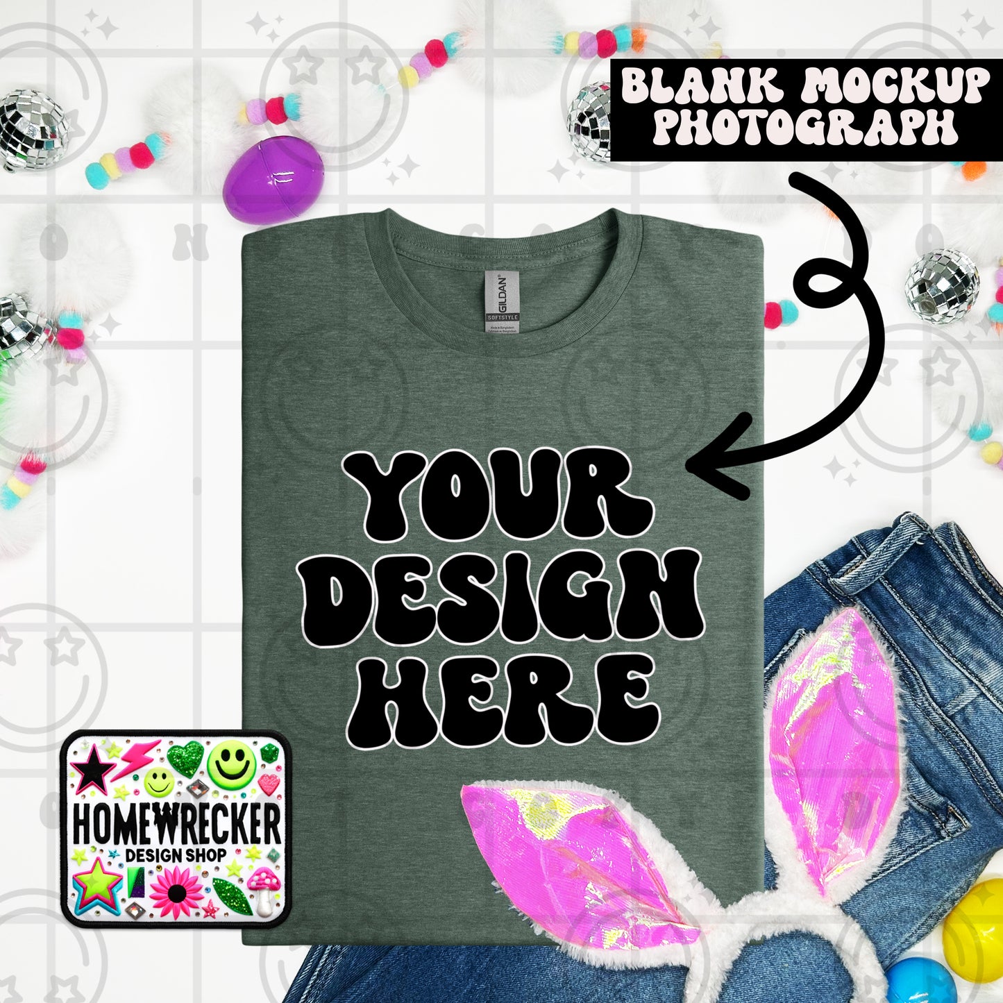 G64000 GILDAN | FOLDED BUNNY EARS BUNNY TAILS MOCK UPS | SINGLES