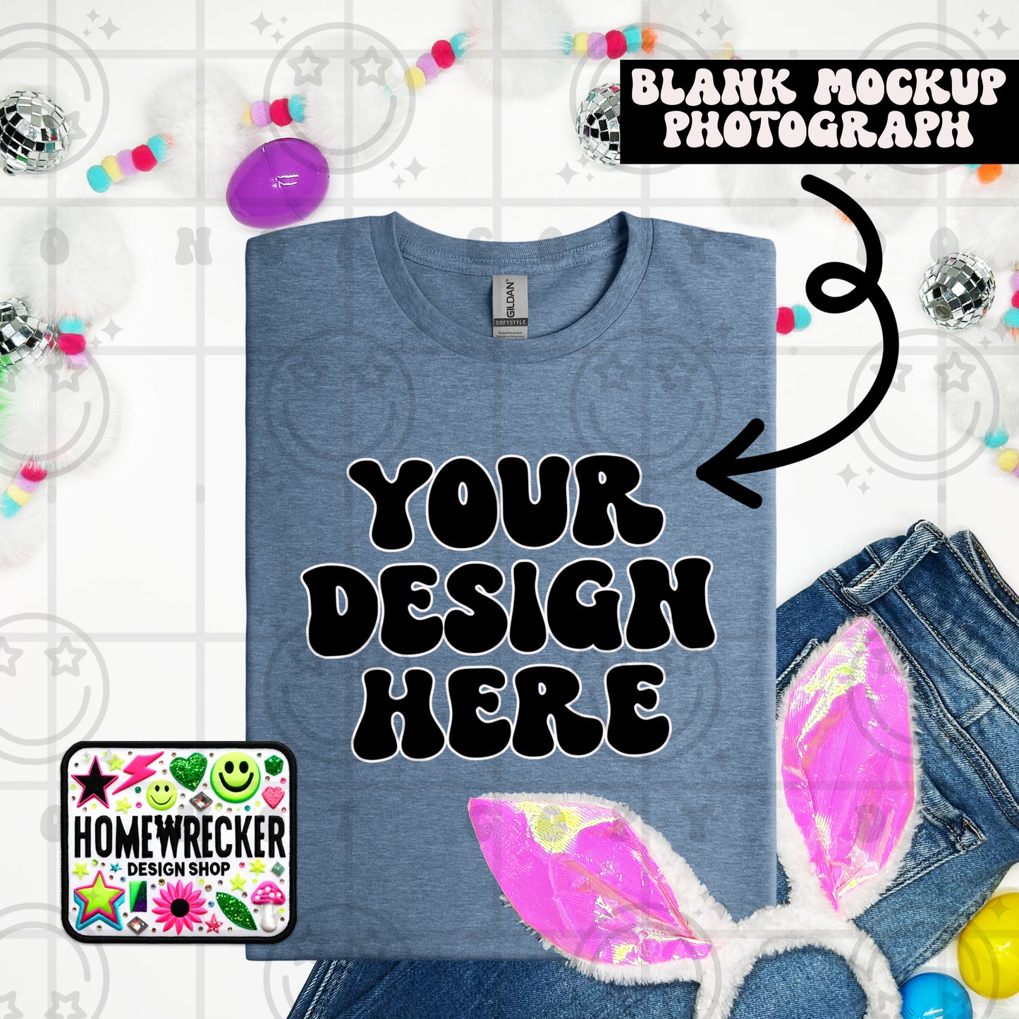 G64000 GILDAN | FOLDED BUNNY EARS BUNNY TAILS MOCK UPS | SINGLES