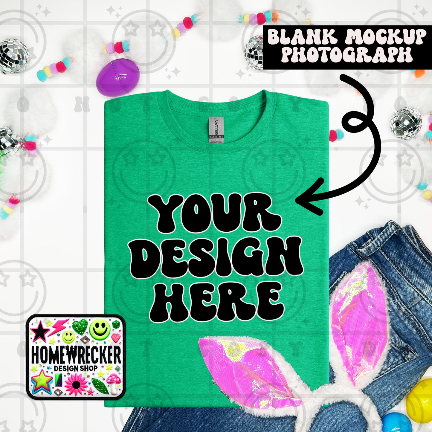 G64000 GILDAN | FOLDED BUNNY EARS BUNNY TAILS MOCK UPS | SINGLES